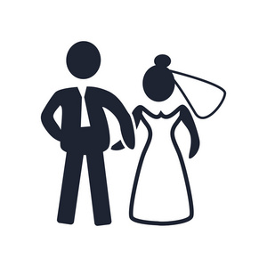 新婚夫妇图标矢量隔离白色背景为您的 web 和移动应用程序设计, 新婚夫妇徽标概念