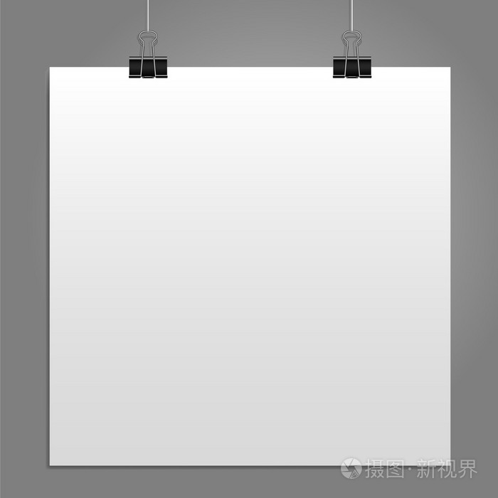 空白的白色方形页装订夹