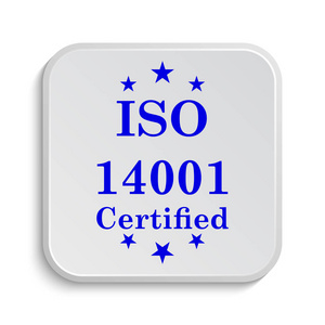 Iso14001 图标。白色背景上的互联网按钮