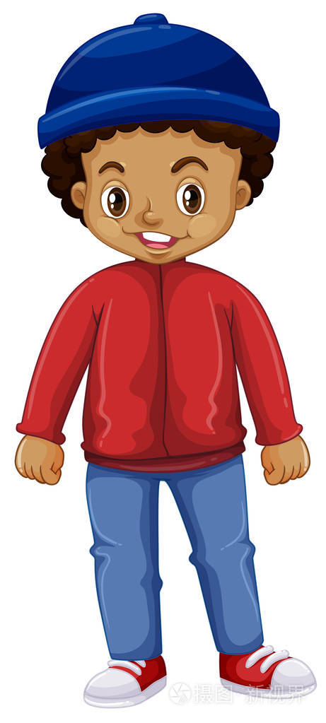 一个年轻的非洲男孩在白色背景例证