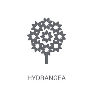 时尚绣球花标志概念的白色背景从自然收藏