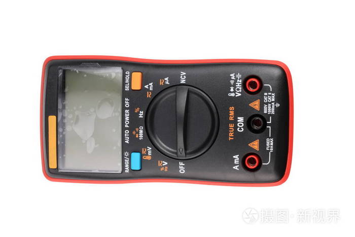 干燥日白色背景上的黑色数字万用表照片-正版商用图片09rycr-摄图新视界