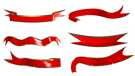 一套红色和金色的丝带和花边,伟大的卡,标题,名称照片