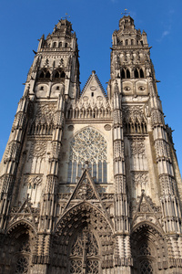 哥特式大教堂圣本届图尔，卢瓦尔河谷的法国