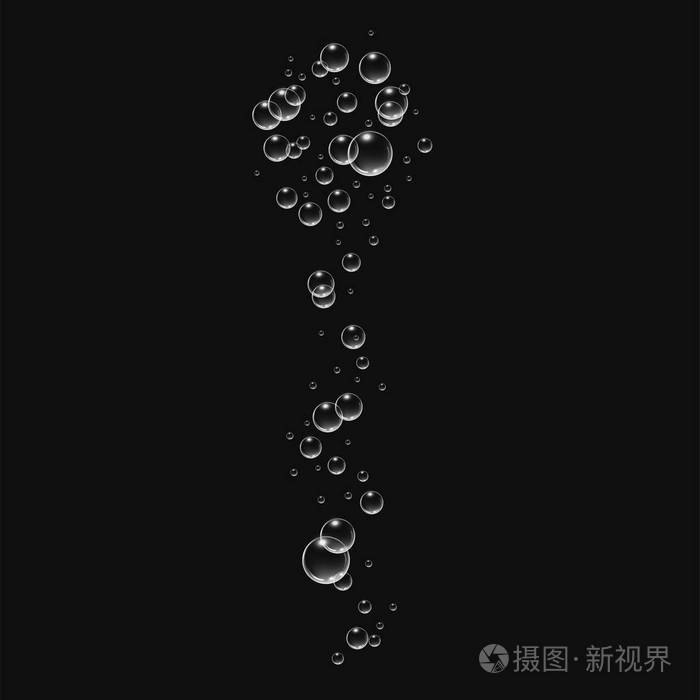 黑色背景下水矢量图下的气泡