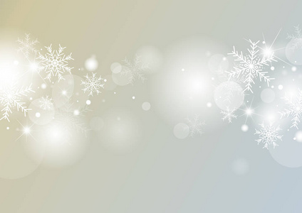 白色雪花和雪的圣诞节背景概念设计与 bokeh 向量例证