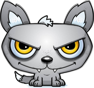 阴险阴险的看狼的卡通插图照片