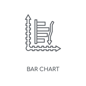 条形图线性图标。条形图概念笔画符号设计。薄的图形元素向量例证, 在白色背景上的轮廓样式, eps 10