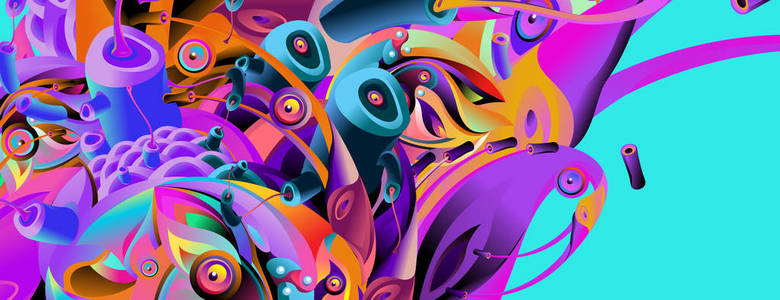 横幅设计模板具有抽象的曲线多彩的形状.矢量彩色插图背景插画