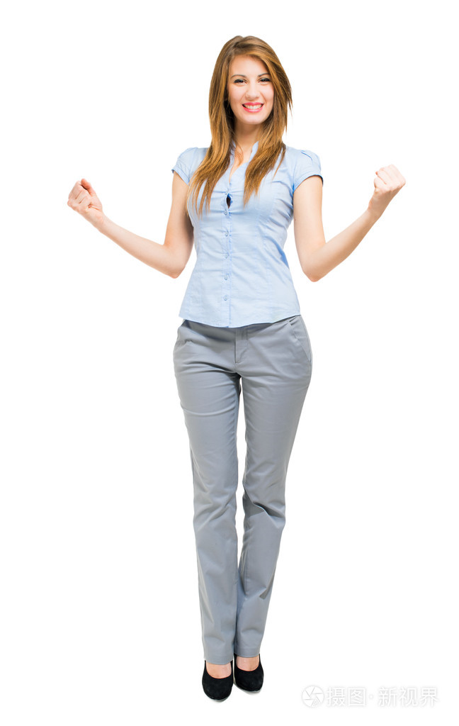 女商人在胜利的姿势