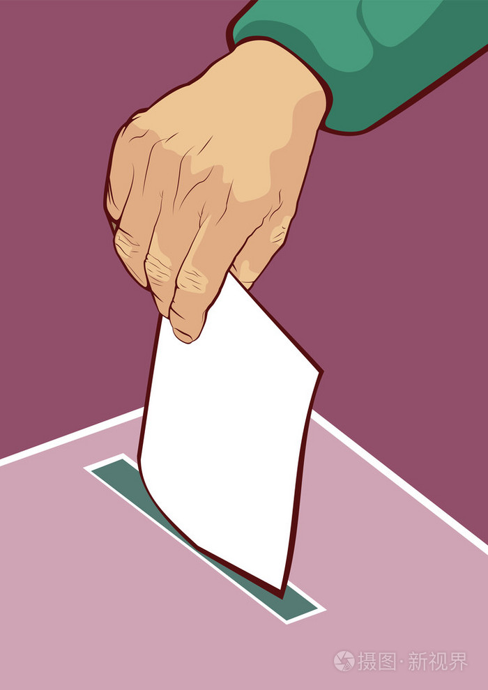 投票将他的选票放在框中的男人插画-正版商用图片09seup-摄图新视界