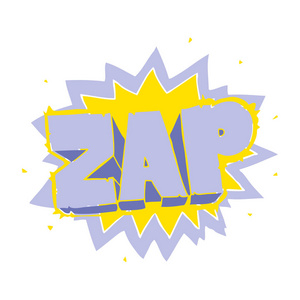 zap 爆炸标志的平面彩色插图