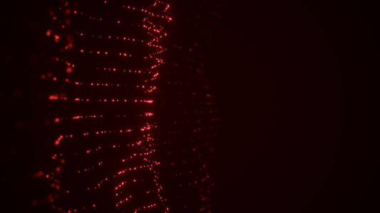 抽象红色粒子背景。数字景观。粒子流。大数据可视化。3d 渲染插图