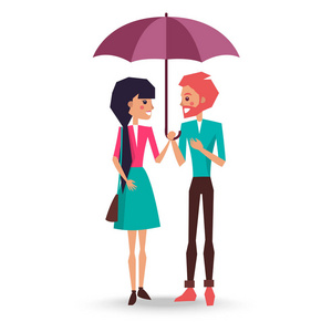 爱的情侣站在雨伞插图下