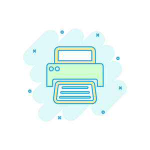 矢量卡通打印机图标的漫画风格.文档打印符号插图象形文字.