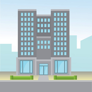 公寓楼的插图, 办公楼在靠近公路的前方