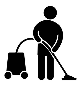 男性头像持有吸尘器清洁服务显示地毯清洁器的概念