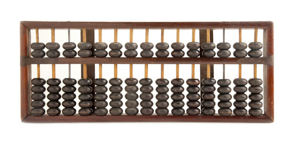 在关系图上的算盘暴晒在白色背景上的算盘照片