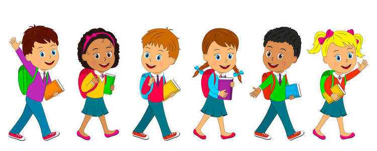 孩子们去上学图片