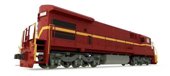 现代内燃机车具有强大的动力和强度, 用于移动长而重的铁路列车。3d 渲染