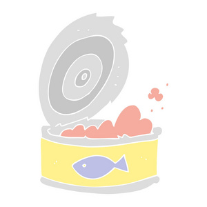 金枪鱼罐的扁平彩色插图