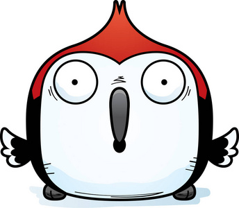 看惊讶的红头啄木鸟的卡通插图