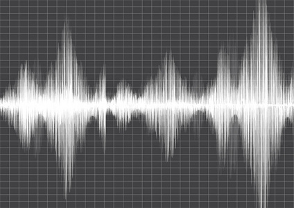 arthquake 波浪与线图在灰色纸背景, 音频波浪图概念, 教育和科学设计, 向量例证