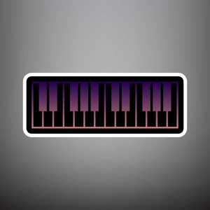 钢琴键盘符号。向量。紫色渐变图标黑色和