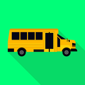 学校儿童巴士图标, 平面风格