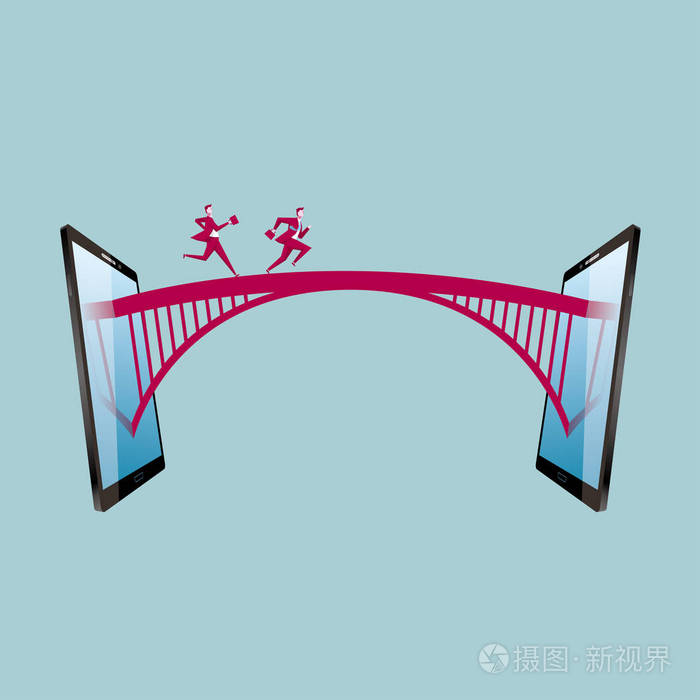 网络沟通理念, 商人在两片之间的桥梁上奔跑