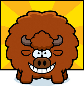 卡通水牛水牛城看起来非常快乐的卡通插图照片