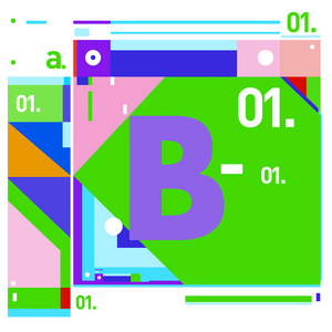 矢量字母 B 孟菲斯风格几何颜色轮廓字体。图形装饰类型。海报设计模板