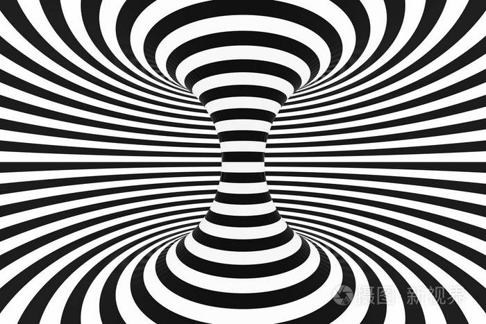 条纹扭曲的催眠光学错觉.抽象背景.3d 渲染