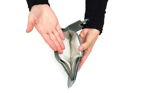 没钱了人们显示出口袋, 作物可怜的女人没有钱, 空钱包;妇女的画像空