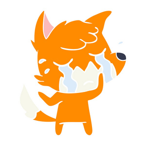 哭泣的狐狸扁平颜色风格动画片