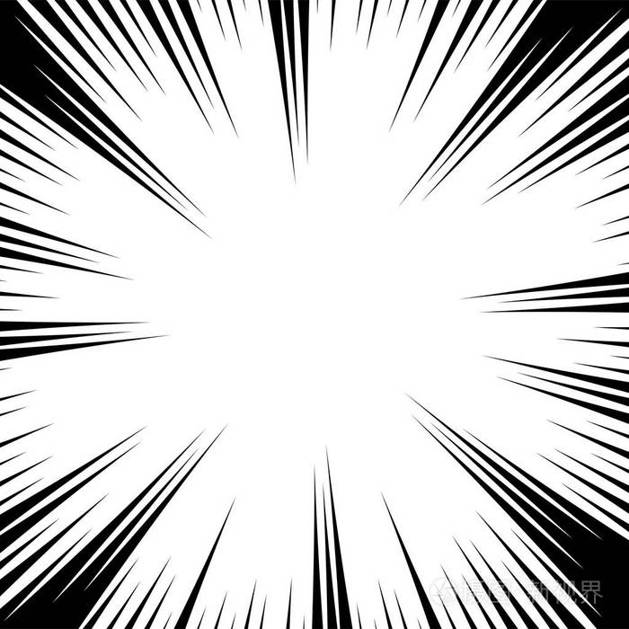 矢量速度背景.漫画漫画插图与线条.抽象操作黑白绘图.径向速度卡通.