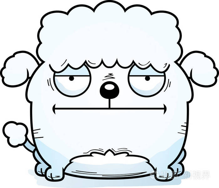 小卷毛狗寻找平静的卡通插图