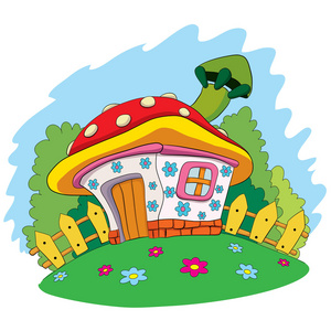 卡通房子蘑菇照片