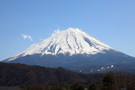 从西湖 iyashino 佐藤 nenba 富士山的视图