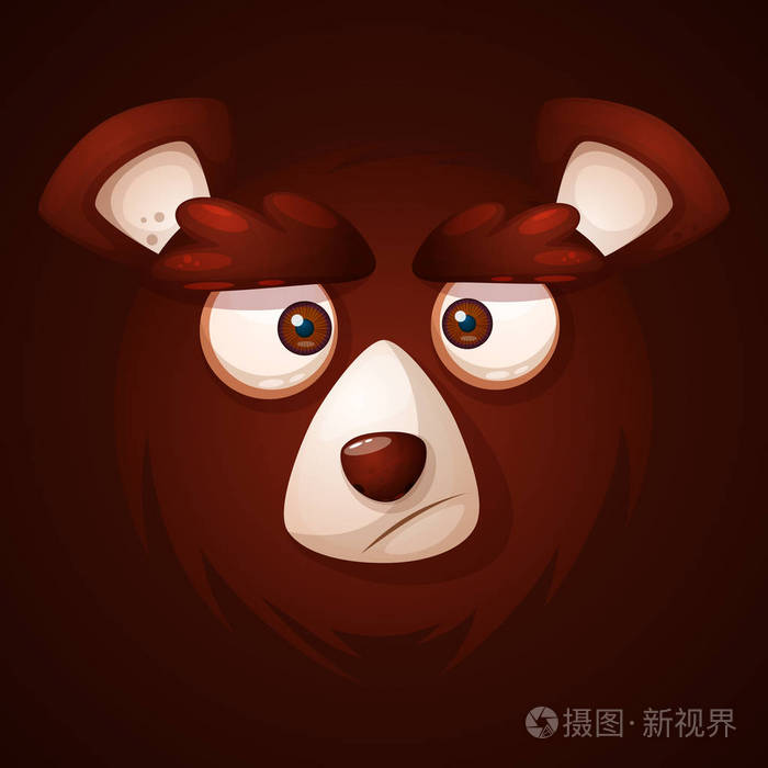 可爱的滑稽的疯狂的卡通脸熊