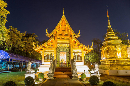 清迈, 泰国2018年3月29日 在清迈, 泰国在夏季一天的辛格佛教徒寺庙