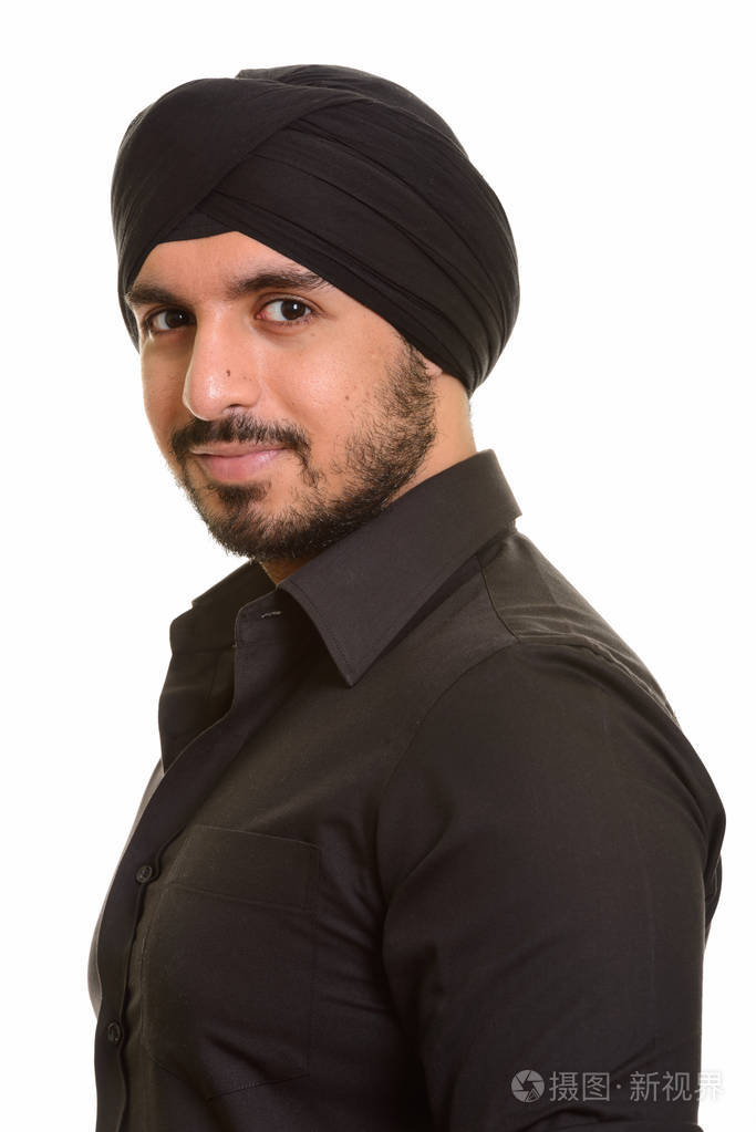 年轻英俊的印度锡克教徒的画像
