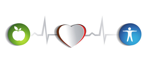 健康的心脏，纸和健康的生活方式的符号