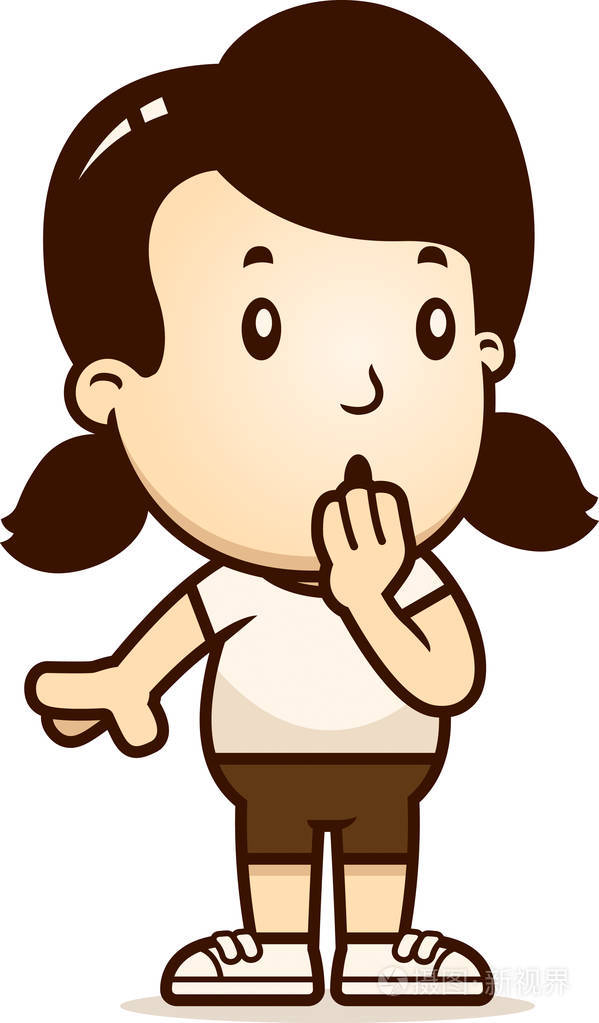 一个卡通插图的女孩看着惊讶