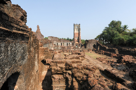 圣奥古斯汀修道院复杂在旧果阿的废墟
