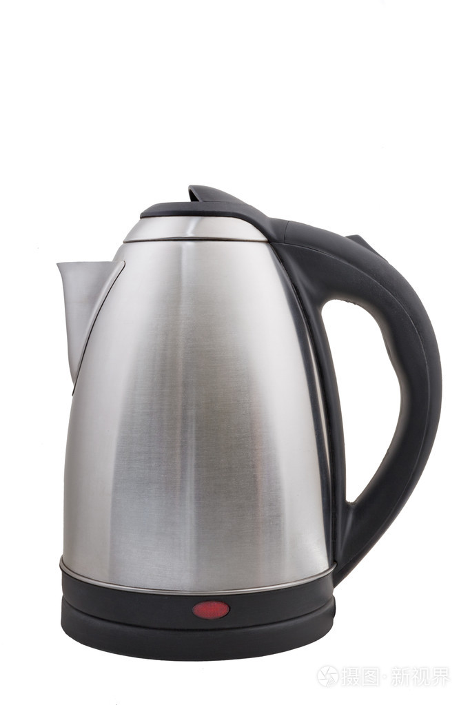 孤立在白色的不锈钢电水壶