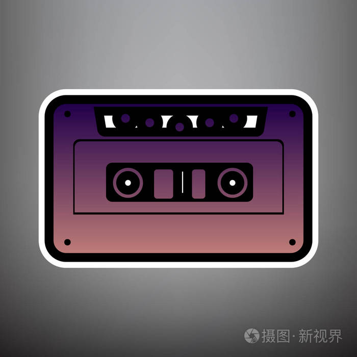 卡带图标音频磁带标志向量紫色渐变图标机智