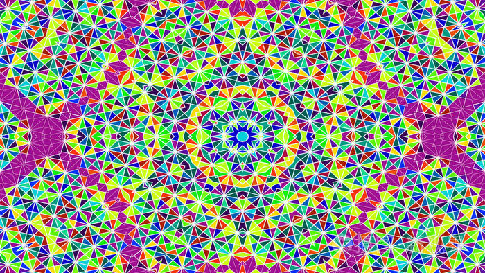 抽象多彩对称图案观赏装饰万花筒运动的几何圆和星形