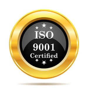 Iso9001 图标。白色背景上的互联网按钮