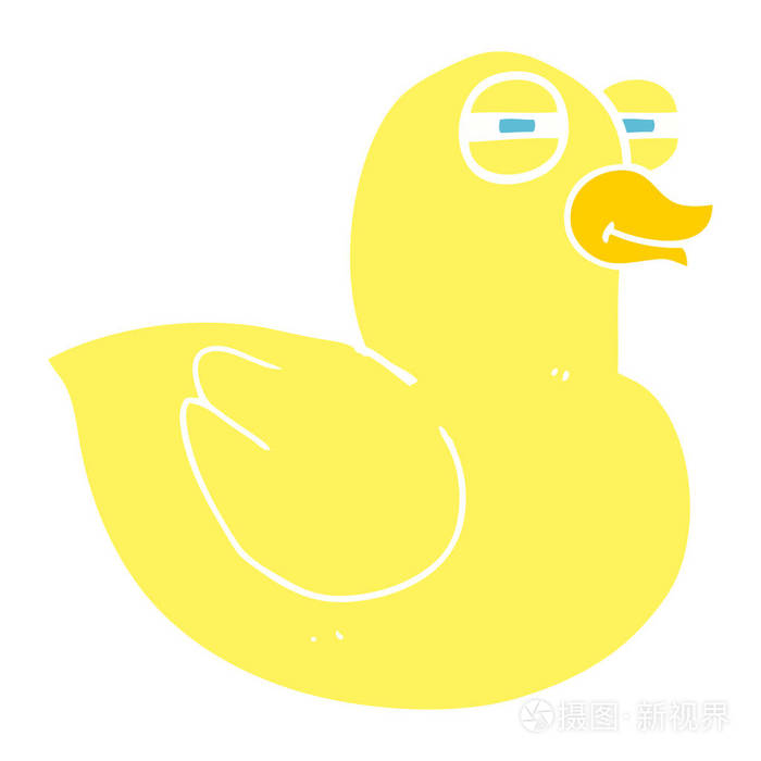 滑稽的橡胶鸭的扁平颜色例证